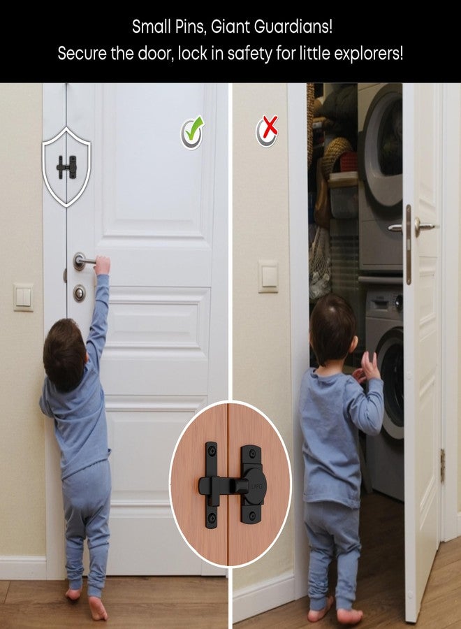 LAPO قفل مزلاج لابو للحمام، مزلاج أطفال بزاوية 180 درجة، قفل باب منزلق، مزلاج قلاب لغرفة النوم، الشرفة، المخزن (أسود، مصنوع من الزنك) - Image 2